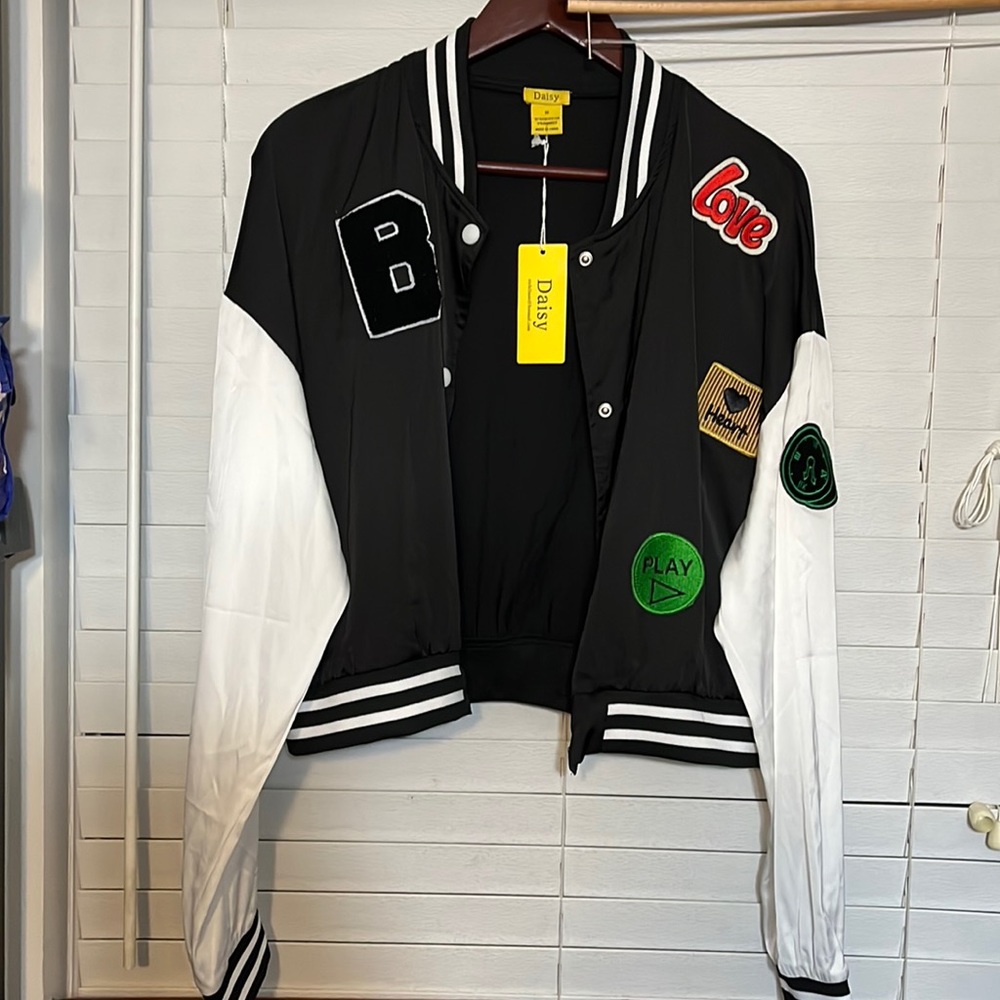 NWT women baseball casual satin jacket 1X